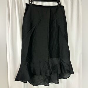 Banana Republic Black Silk Ramie Ruffle Linen Skirt Small 2